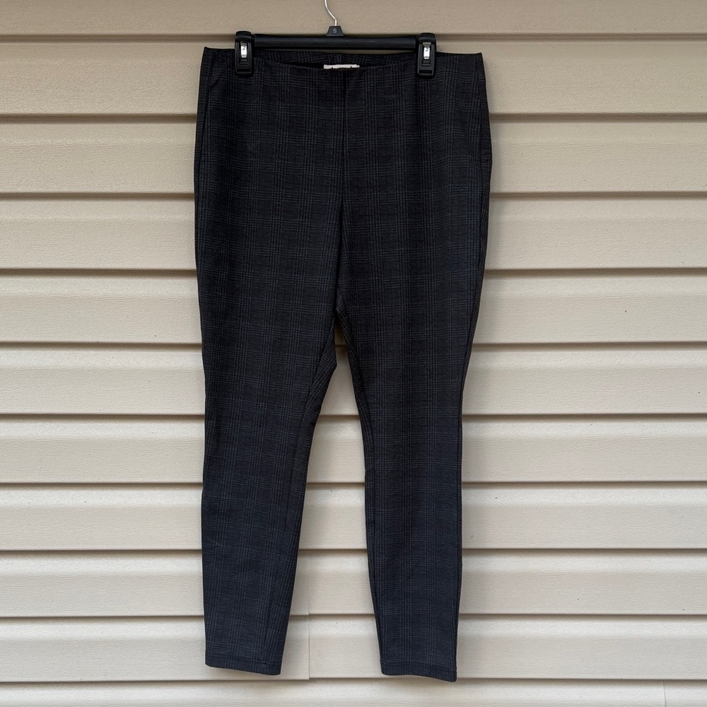 Nanette Lepore Gray Plaid Knit Pull-On Pants